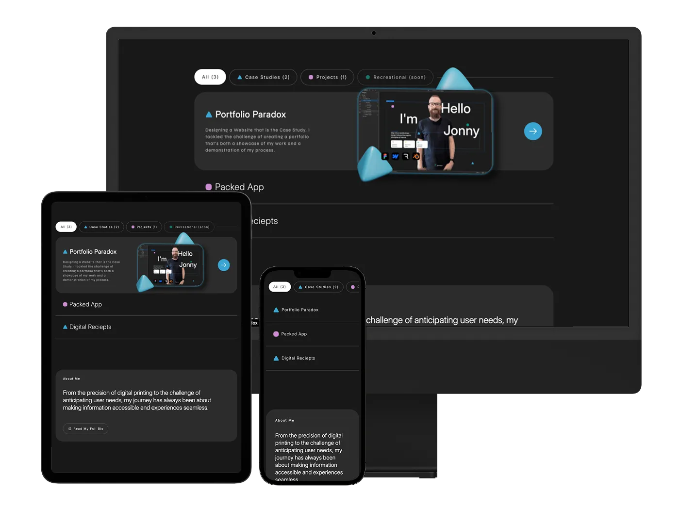Mockups showing desktop, tablet, and mobile views.